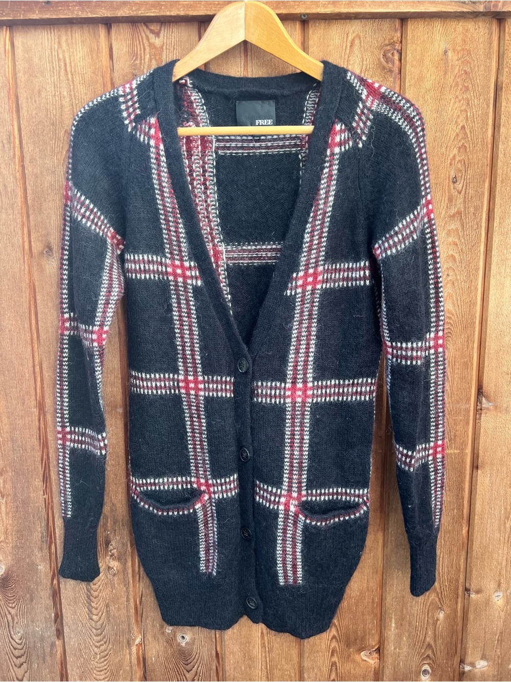 Aritzia Wilfred Free Mohair Alpaca Cardigan Size XS Oversized Plaid